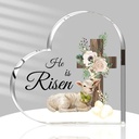 Hart van Epoxy met Kruis en Lam He is Risen 10*1 cm Pasen