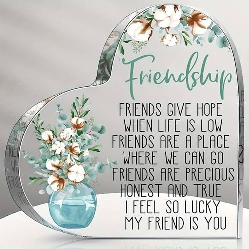 Hart van Epoxy met Bloem en decoratie Friendship 10*1 cm Persoonlijk aandenken