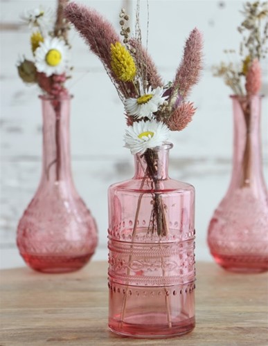 Gekleurd Glazen Flesje Porto Soft Roze Ø7,5 cm H14,5 cm per stuk