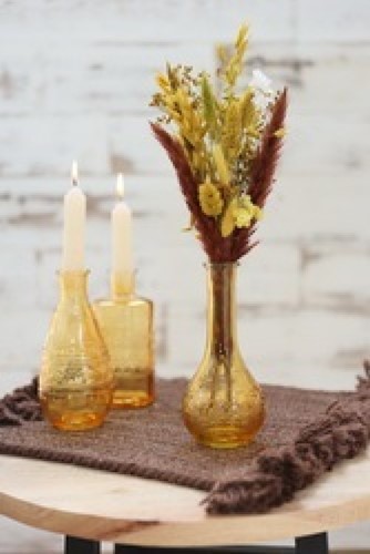 Gekleurd Glazen Flesje Paris Oker Ø7,5 cm H15,8 cm per stuk