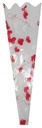 Hoes enkele bloem Wit met rode hartjes 45x13,5x3 cm