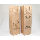 Geschenktas Natuur Hert Flesmaat 35x10 cm met breed trekkoord per stuk Uit assortie