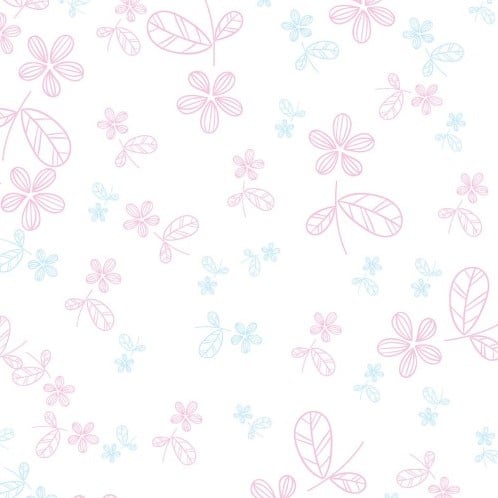 Cellofaanfolie Bloemenfolie Inpakfolie Pretty Flowers Pastel Pink Baby Blauw 80 cm x 100 meter