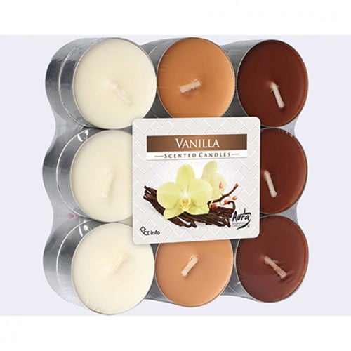 Waxinelichtjes geurlichtjes theelichtjes Vanille 18 stuks 3 varianten
