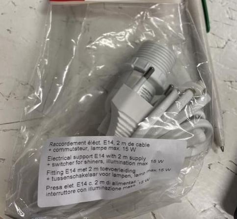 Fitting E14 met 2 m kabel en schakelaar