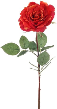 Zijden Roos Groot Warm Rood 75 cm per stuk