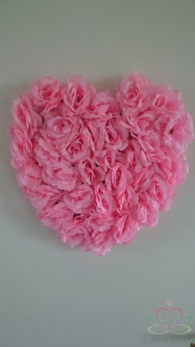 Hart Autodecoratie Zijden bloemen Roze met zuignappen 45x40 cm per stuk