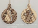 Hangers houten ballen Sneeuwman 2D Naturel 8 cm set van 2 stuks