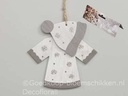 Hangers houten muts en wintertrui Wit Grijs set van 2 stuks