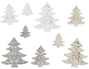 Houten dennenboompjes Wit B 3/5/7 cm box 15 stuks
