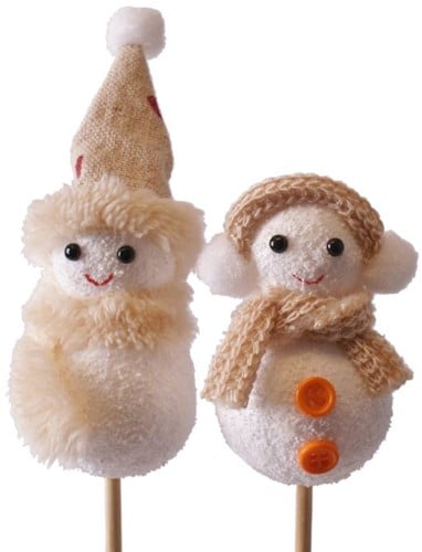 Winterpopjes Jennifer Josh 7 cm op stok 50 cm set van 5