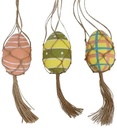 Macramé eihangers Roze Groen mix handmade 3 stuks