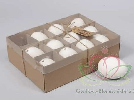 Ganzeneieren 8 cm leeggeblazen voor decoratie doos 12 stuks