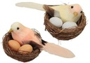 Vogelnestjes met 1 vogel en 2 eitjes Yellow Orange Zalm 7.5 cm doos 6 stuks