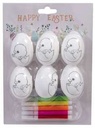 Knutselset hobbypakket eieren versieren met markers Kuiken 6 cm 6 stuks