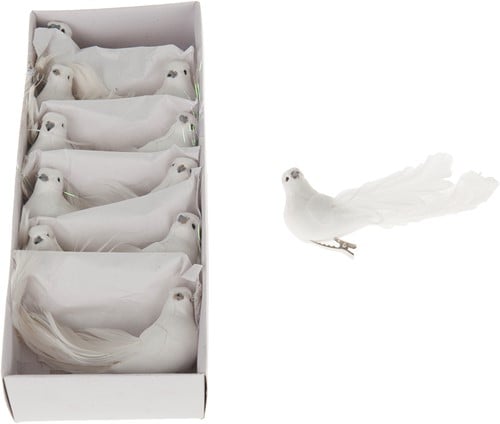 Vogel witte duiven op clip 12 stuks