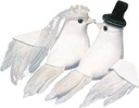 Duivenpaartje met hoed Wit 8 cm NEW