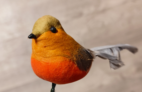 Vogeltje Robin Oranje Rood Brown per stuk