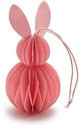 Paashaas Konijntje Honeycomb hanger Roze 6x12 cm