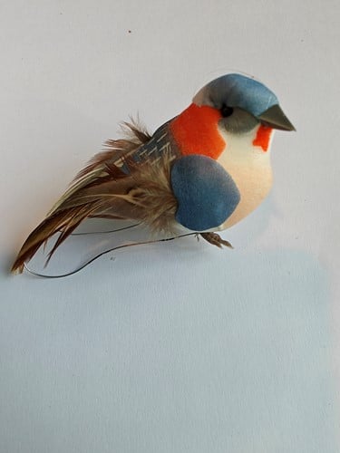 Vogeltjes Blauw Oranje tint op draad per stuk