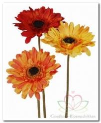 Gerbera Bergamo Geel/Oranje Zijdenbloem 55 cm dia 11 cm per stuk