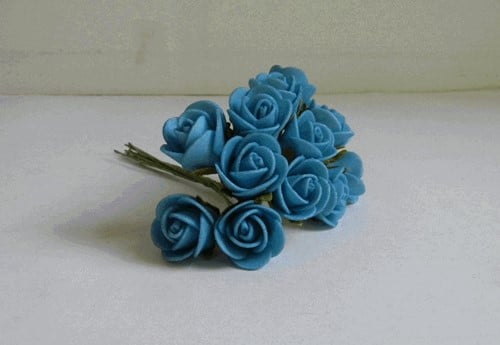 Mini Foam Roos Blauw Azuro 2 cm Bundel
