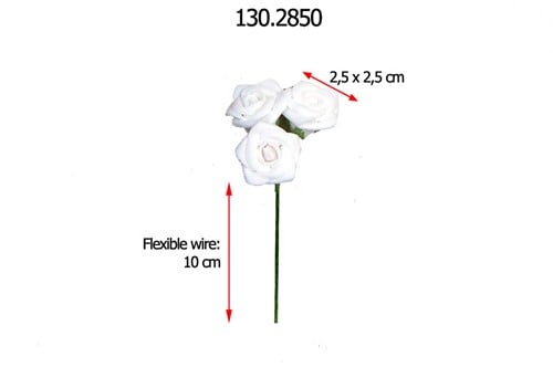 Mini Foam Roos Wit 2,5 cm Bulk Zak 576 stuks