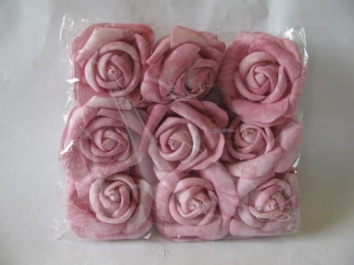 Foamroos Open Dark Pink Gemeleerd 10 cm zak 9 stuks