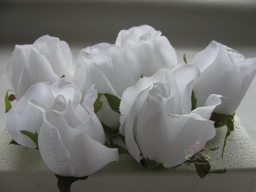 Zijden Roosjes Pure White 5-6 cm 10 stuks