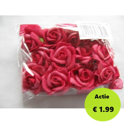 Mini Foam Roos Fuchsia Zelfklevend 2 cm Pak