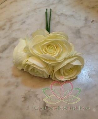 Ranonkels foam Creme Groen 6 cm bundel 5 stuks
