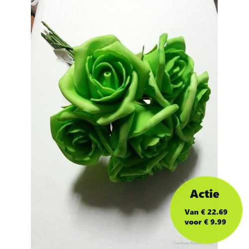 Foamroos Emilia Neon Groen 6 cm doos 42 stuks 
