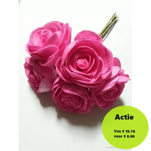Camelia Ranonkel Fuchsia Neon Foambloem doos 30 stuks