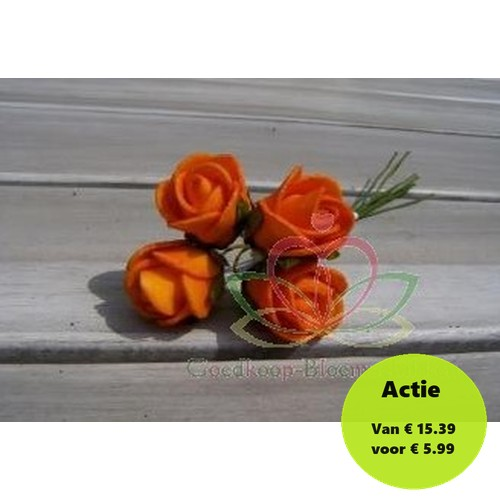 Mini Foam Roos Fel Oranje 2 cm Doosje 144 stuks