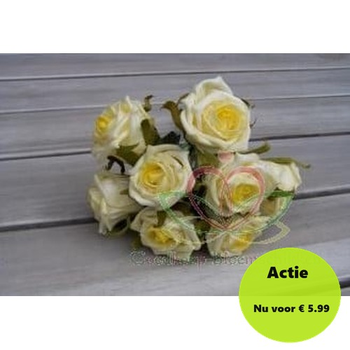 Foamroos Elegant Cremegeel Lichtgeel 5 cm doosje 36 stuks