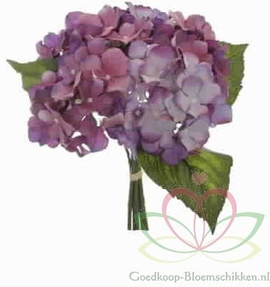 Hortensia Hydrangea Boeketje Purple Zijdenbloem 5 stuks