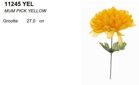 Dahlia Mum Pick Geel Zijdenbloem per stuk