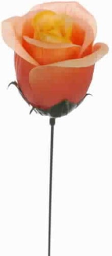 Zijden Roosjes Bud Oranje op draad per stuk