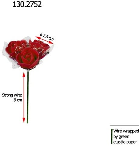 Mini Foam Roos met Tule Rood 2 cm Bulk Pak 96×3 roosjes = 288 stuks