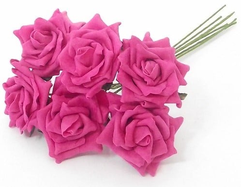 Foamroos Cerise 6 cm bundel 6 stuks