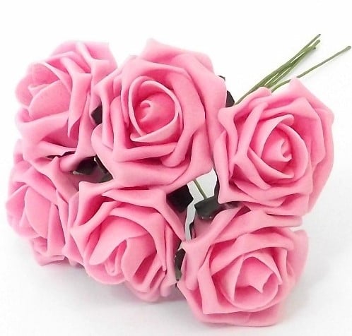 Foamroos Champion Pinkroze 6,5 cm bundel 6 stuks