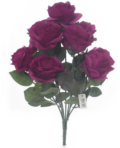 Zijden Rozen Beauty Dark Pink 9 knoppen Boeket 45 cm