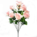 Zijden Rozen met Gips Lichtroze Pink 9 knoppen Boeket 54 cm