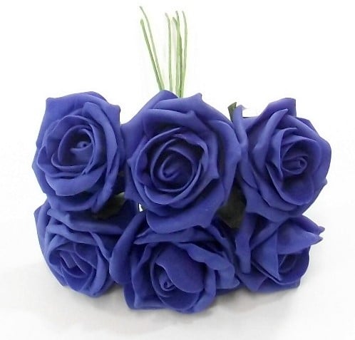 Foamroos Princess Kleurvast Royal Blue Koningsblauw 6 cm Bundel 6 stuks