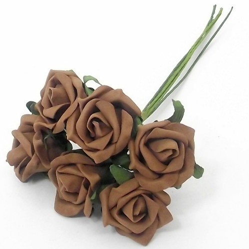 Foamroos Premier Kleurvast Choco Bruin 4 cm Bundel 6 stuks
