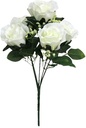 Zijden Roos Sweety Rozenboeketje Ivory met Gips 5 knoppen 31 cm