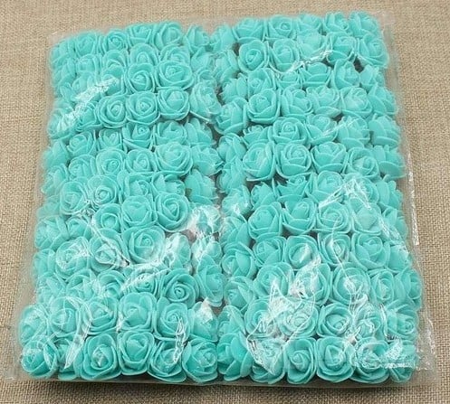 Mini Foam Roos Tiffany Aqua 2,5 cm Zak 144 stuks