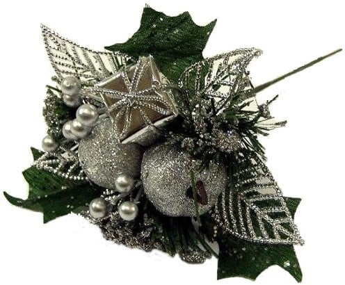 Kerstbijsteker Zilver Appel Cadeautje en Besjes per stuk
