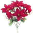 Kerstster Kerstroos Roosboeket Poinsettia Rood Wit Zijdenbloem 7 knoppen