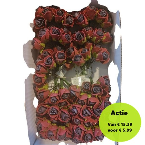 Mini Foam Roos Bordeaux 2 cm Doos 144 stuks